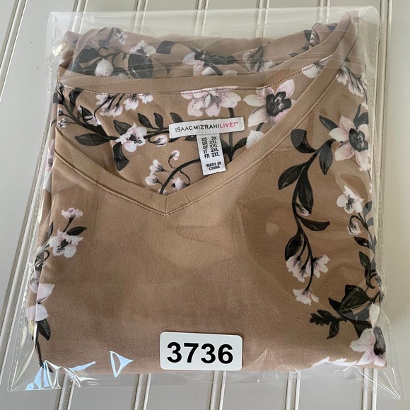 Isaac Mizrahi Taupe Tan Floral V Neck Pullover size 2X - Picture 9 of 10